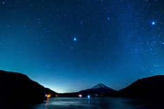 本栖湖 - 富士山と天の川