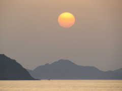 豊後水道の夕陽