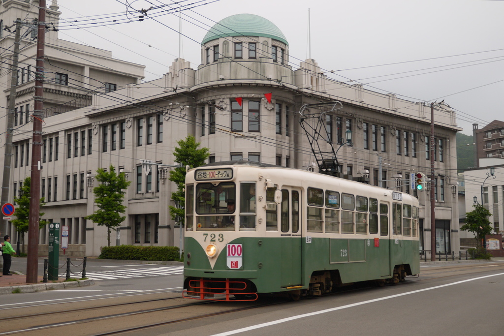 最初の撮影スポット　旧丸井今井百貨店前（十字街電停付近）