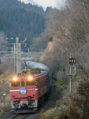 2015.03.06 今朝の１レ：海峡線のＳ字を駈け降りるぅ（*^_^*）