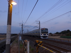 黄昏時の電車