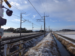 残雪と鉄路