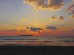 藍島と夕日