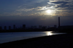 the evening sun