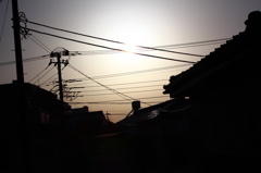 夕日と電線