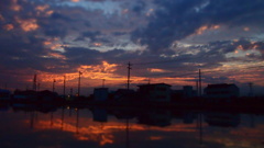 田んぼ夕日2