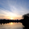 城の春の夕暮れ
