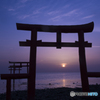 海中鳥居からの日の出