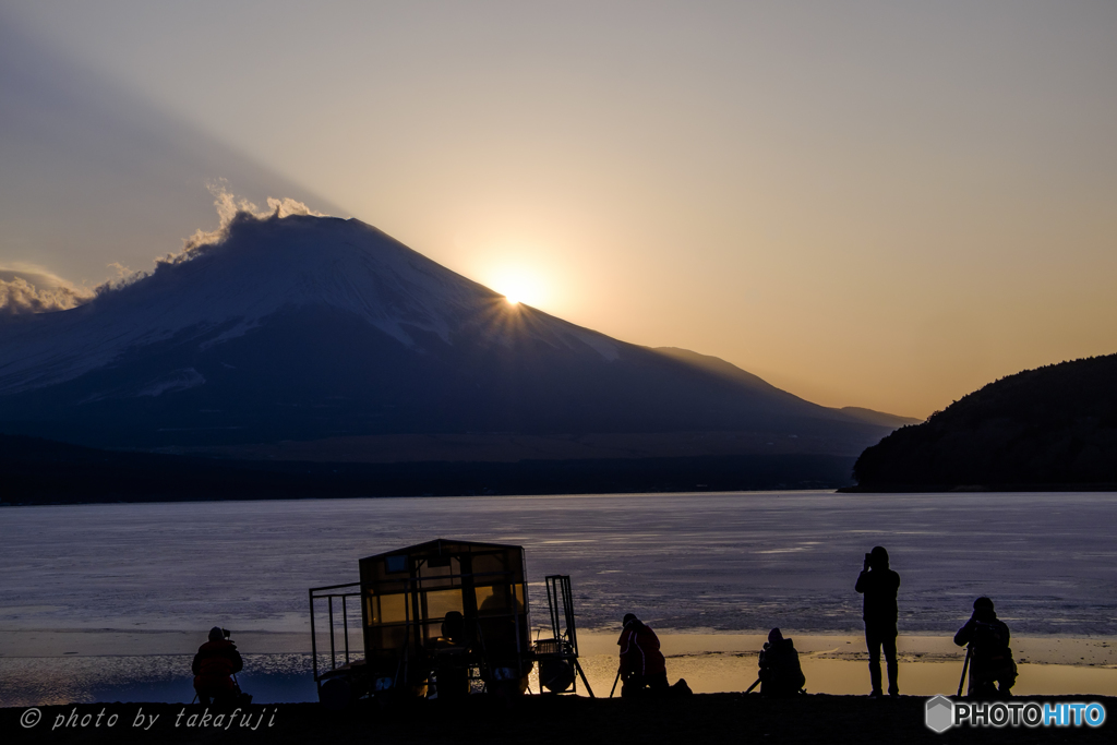 夕陽とカメラマン