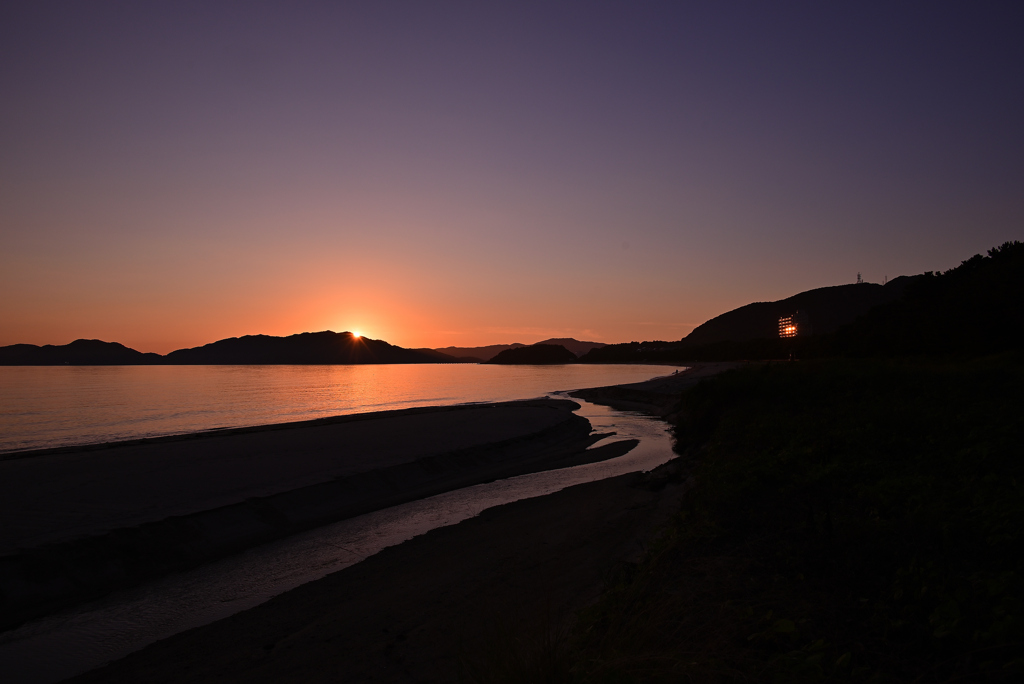 夕陽を浴びて