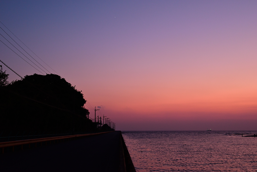 夕暮れの河口
