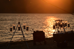 夕暮れの浜辺