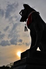 夕日を見送る
