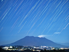 活火山を眺める夜