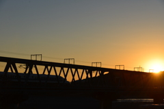 富士川鉄橋の日暮れ