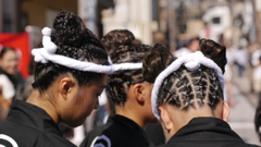 だんじり女子の編みこみヘアー