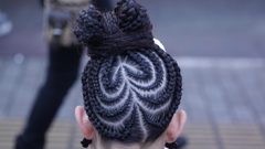 だんじり女子の編みこみヘアー