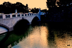 夕霜がお堀に・・・