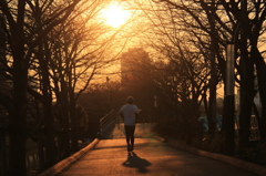 夕日のランナー