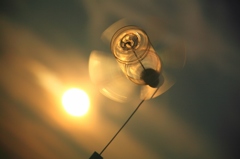 ペットボトル風車と夕陽