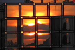 外壁の夕陽