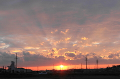 夕焼けと光芒