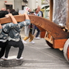 挙母祭り：山車の９０度方向転換