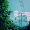 初夏の空と送電線鉄塔