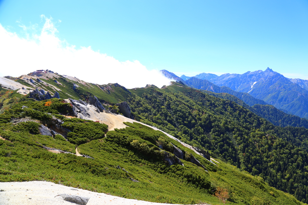 燕山荘と槍ヶ岳