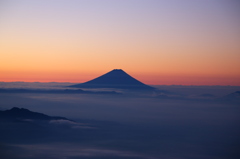 夜明け　富士山