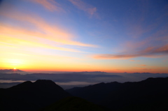 夜明け（浅間山、八ヶ岳、富士山、南アルプス）