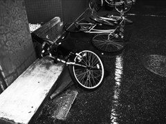 倒れた自転車