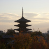 夕焼けと寺