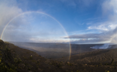 Rainbow over Kilauea volcano