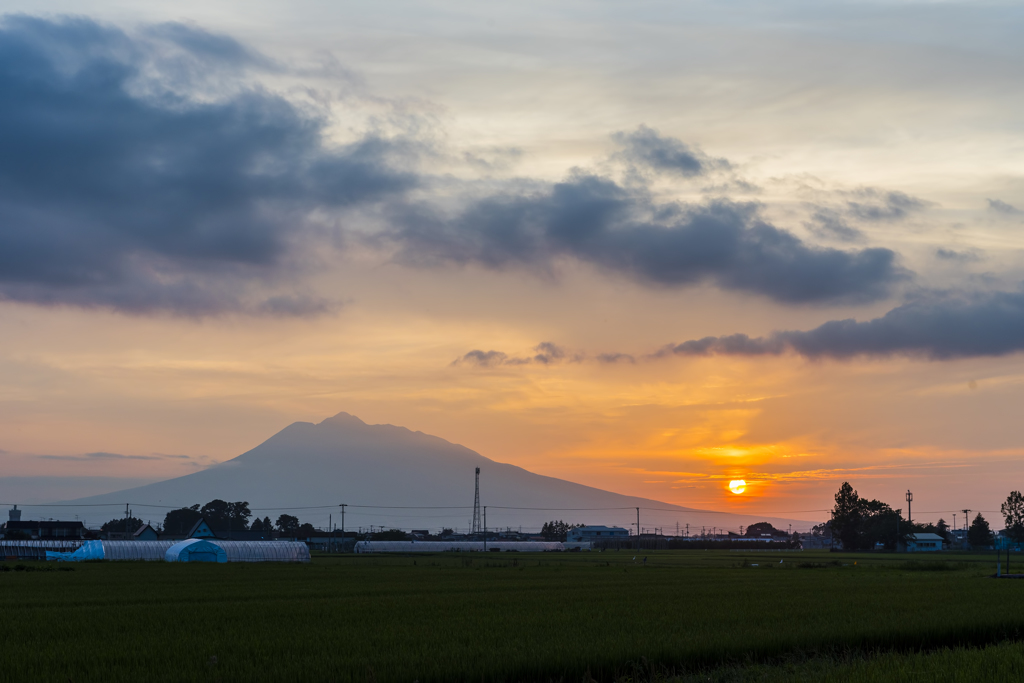 岩木山の夕陽