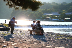 嵐山　渡月橋にて