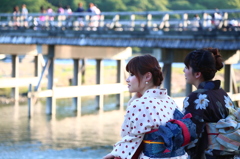 嵐山　渡月橋にて