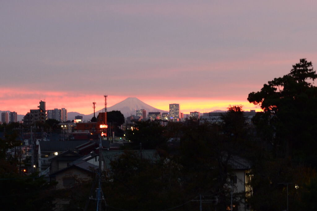 夕べの富士山 