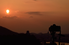 犬山城夕景