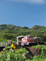 夏空とトロッコ。
