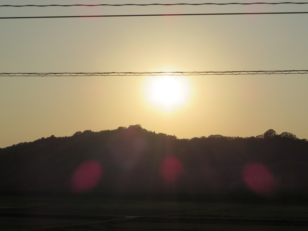 サイクリング中の夕日