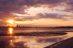 干潟の夕焼け
