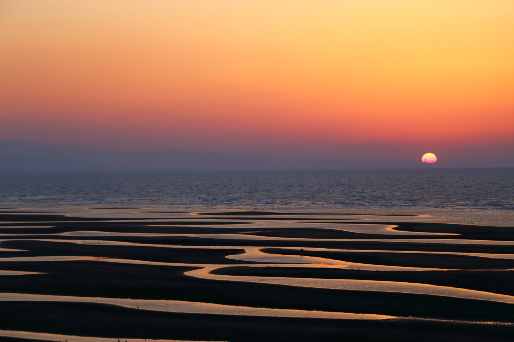 真玉海岸で夕焼け('14.3.22)-3