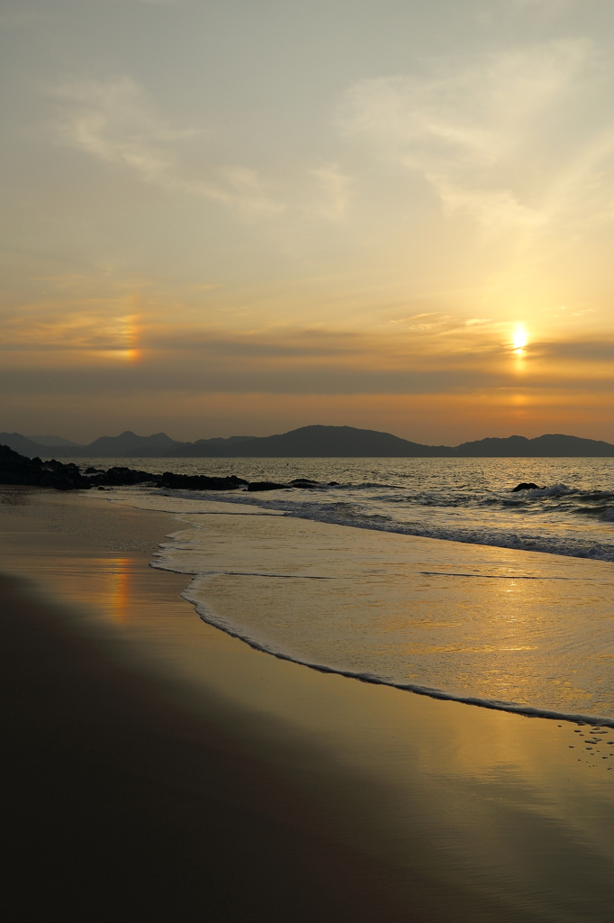 志賀島で夕焼け（'14.2.16）-2 ~rainbow~