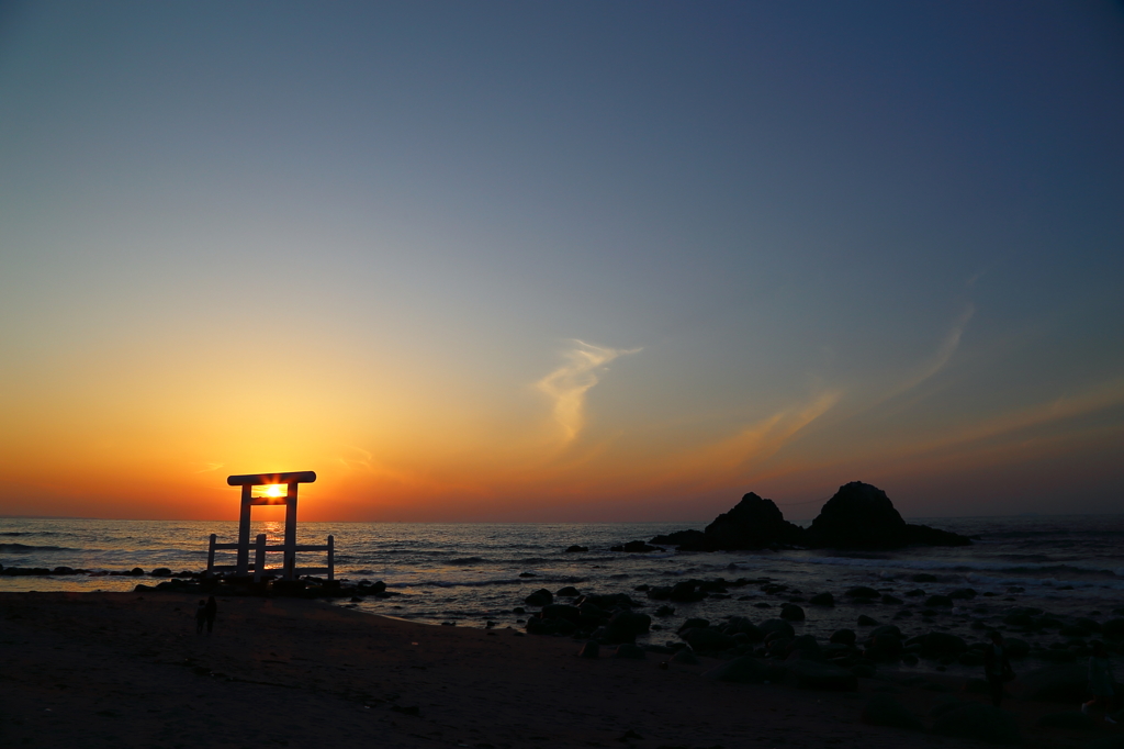 桜井二見ヶ浦で夕焼け('14.4.6)-2