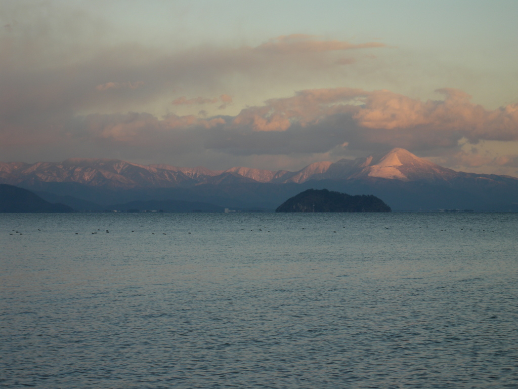 高島市 12月伊吹山夕照
