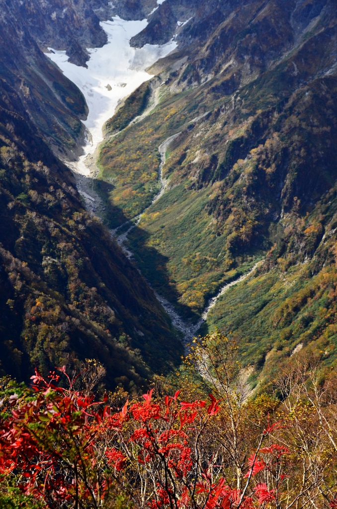 鹿島槍雪渓　秋