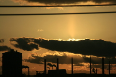 工場の夕陽