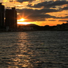 冬の夕日。
