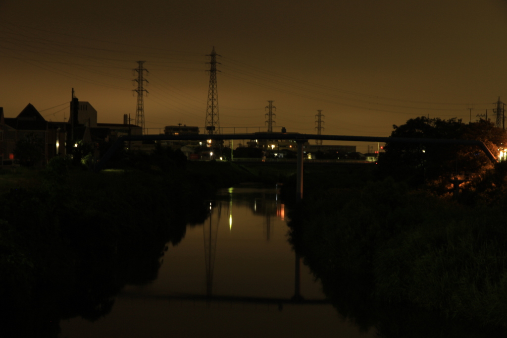 夜、渋田川